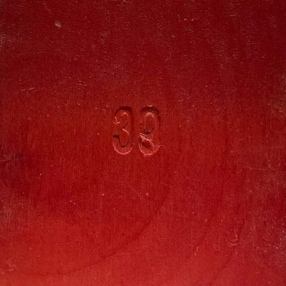 Swedish Hasbeens Sandal Red Leather Clog Bow Buckle Wood Size 8.5 - Picture 11 of 15